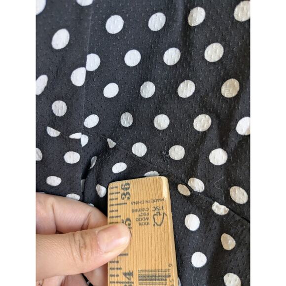 Michael Kors Women's Top Side Tie Button Close Black Polka Dot Size Large - Picture 6 of 13